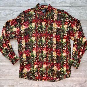 Atlantic Connection Men's Multicolor‎ Abstract Long Sleeve Button Up Shirt Large